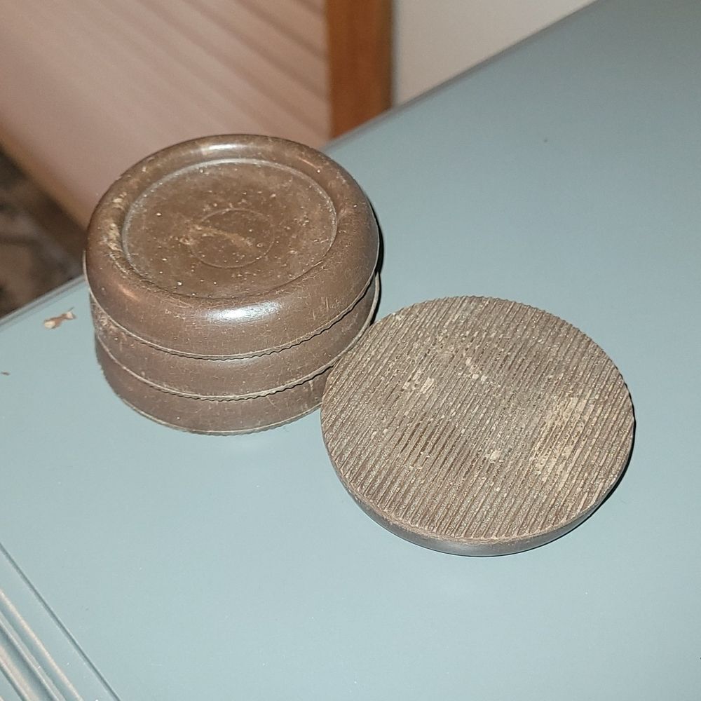 Furniture bed feet protectors carpet wood movers round brown Vtg